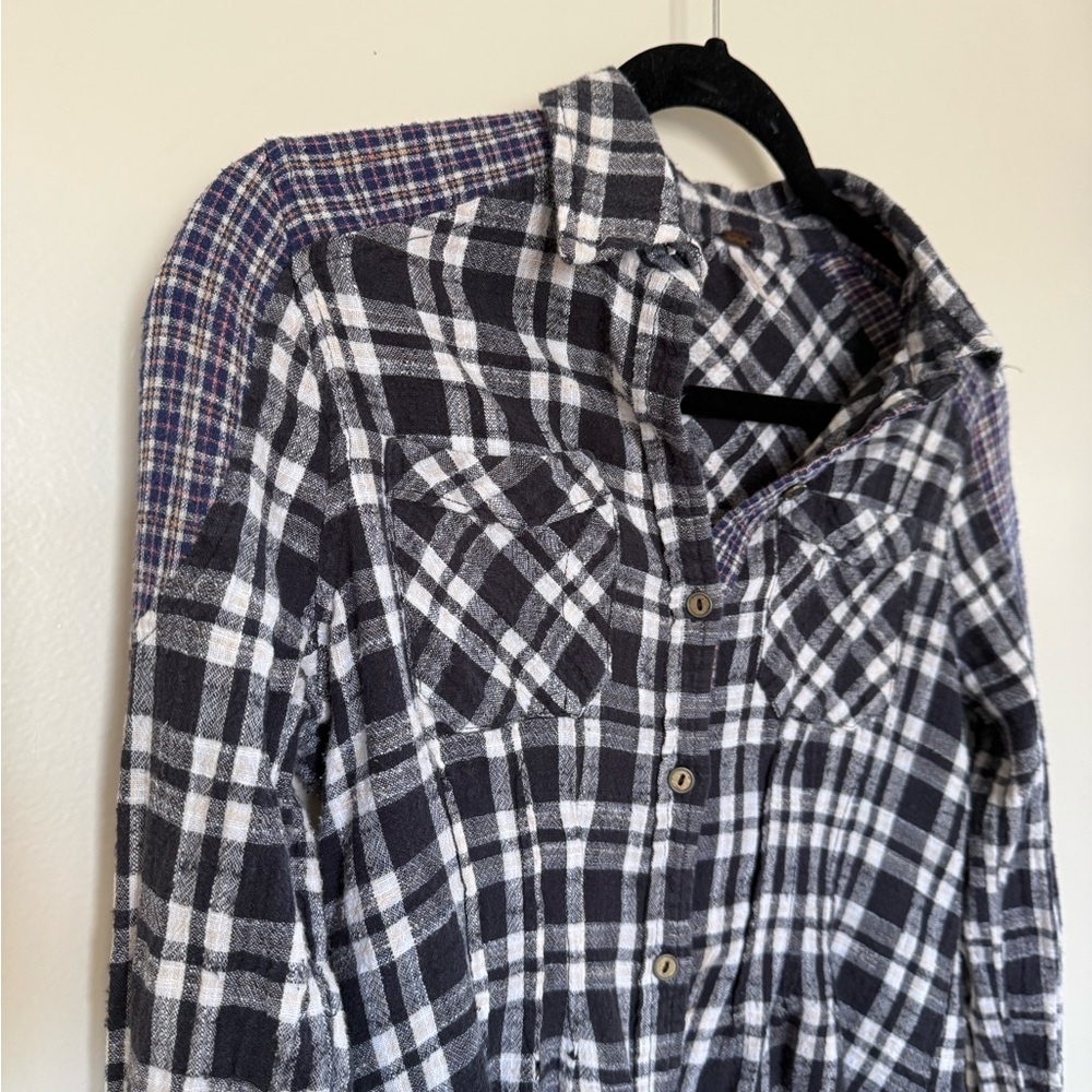 Free People Catch Up With Me Plaid Black Combo in Size XS - Picture 8 of 14